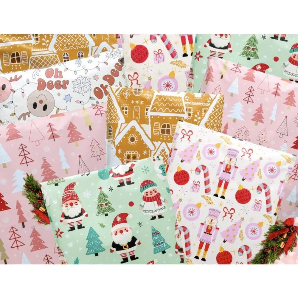 Pink Christmas Trees Poly Mailers 14x17 Pack of 25